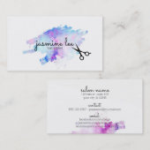 シックでモダンな美容師の水彩画の書道 名刺 (正面/裏面)