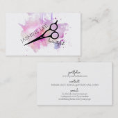 シックでモダンな美容師の水彩画の紫色のグランジ 名刺 (正面/裏面)