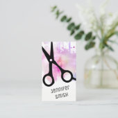 シックでモダンな美容師の美容師のピンクのはさみ 予約カード (スタンド正面)