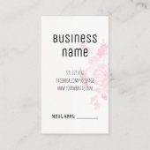 シックでモダンな美容師の美容師のピンクの花柄 予約カード (裏面)