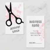 シックでモダンな美容師の美容師のピンクの花柄 予約カード (正面/裏面)
