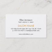 シックでモダンな美容師の美容師の金ゴールドは縞で飾ります 名刺 (裏面)