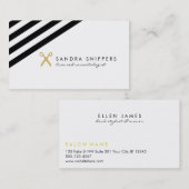 シックでモダンな美容師の美容師は縞で飾ります 名刺 (正面/裏面)