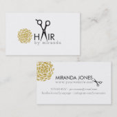 シックでモダンな美容師の金ゴールドの花のシンプル 名刺 (正面/裏面)