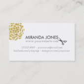 シックでモダンな美容師の金ゴールドの花のシンプル 名刺 (裏面)