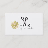 シックでモダンな美容師の金ゴールドの花のシンプル 名刺 (正面)