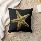 シックでモダンな金ゴールドのヒトデのビーチハウスBKG色 クッション (ブランケット)