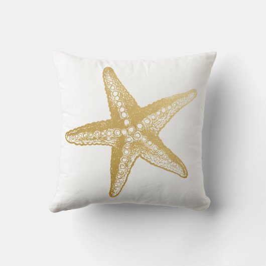 シックでモダンな金ゴールドのヒトデのビーチハウスBKG色 クッション (裏面)