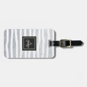 シックでモノグラムのな銀製のきらびやかな荷物のラベル ラゲッジタグ (正面横)