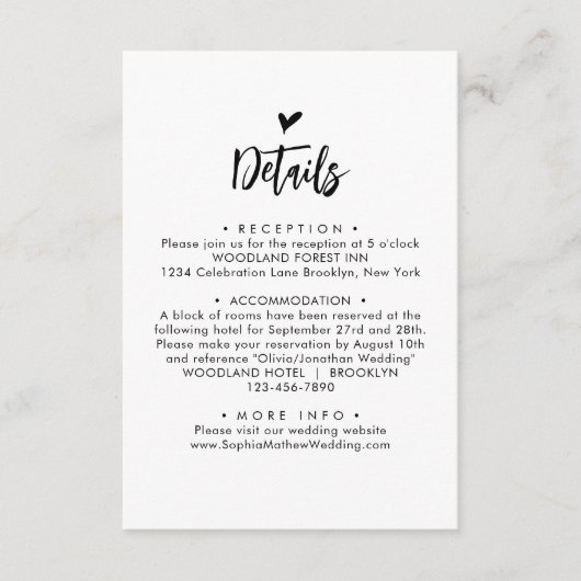 シックでロマンチックなラブリーハートスクリプトモノグラム結婚ズ エンクロージャーカード (正面)