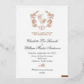 シックでロマンチックな赤面結婚ピンク 箔招待状 (正面)