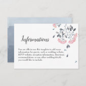 シックで上品なグレーピンクの水色結婚の詳細 エンクロージャーカード (正面/裏面)