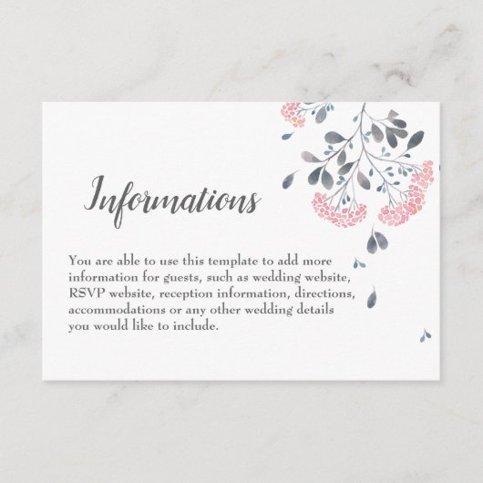 シックで上品なグレーピンクの水色結婚の詳細 エンクロージャーカード (正面)