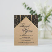 シックで上品なブラックレース、金ゴールド、リサイクル紙 サンキューカード (スタンド正面)