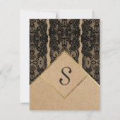 シックで上品なブラックレース、金ゴールド、リサイクル紙 サンキューカード (裏面)