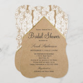 シックで上品なホワイトレース、金ゴールド、リサイクル紙 招待状 (正面/裏面)