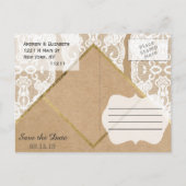 シックで上品なホワイトレース、金ゴールド、リサイクル紙 案内ポストカード (裏面)