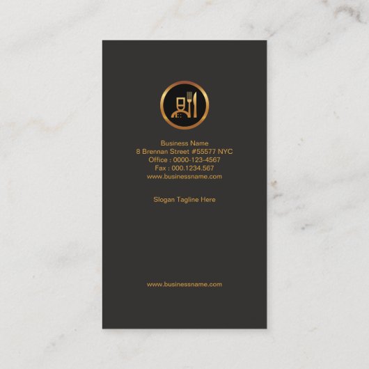 シックで上品なレトロのフェイクな金ぱくの素晴らしい食事 名刺 (裏面)