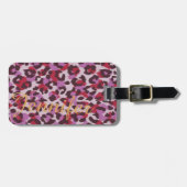 シックで多彩で赤い薄紫のチータのプリントのモノグラム ラゲッジタグ (正面横)