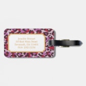シックで多彩で赤い薄紫のチータのプリントのモノグラム ラゲッジタグ (裏面横)