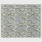 シックで多彩で黒く及び黄色のシマウマのプリントのモノグラム ラッピングペーパー (フラット)