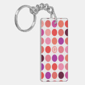 シックで多彩な水玉模様パターンモノグラム キーホルダー (正面左)