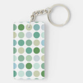シックで多彩な緑の水玉模様パターンモノグラム キーホルダー (裏面)