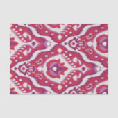 シックで多彩な赤いおよび紫色のイカット種族パターン 薄葉紙 (正面)