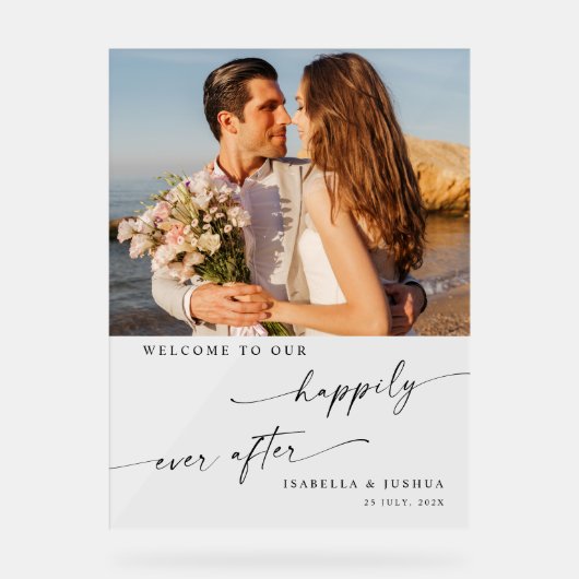 シックで幸せなパーティー結婚の歓迎 アクリルサイン (正面)