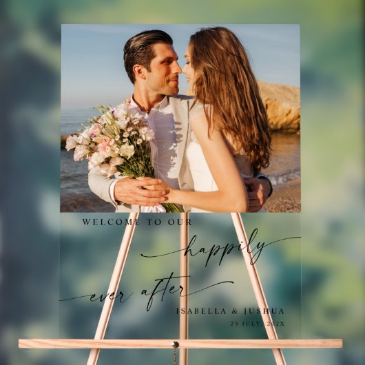 シックで幸せなパーティー結婚の歓迎 アクリルサイン (ニュートラル)