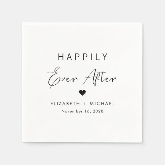 シックで幸せな後の結婚ずっと スタンダードカクテルナプキン (正面)