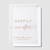 シックで幸せな金ゴールド結婚の ベラム紙招待状 (オフセット)