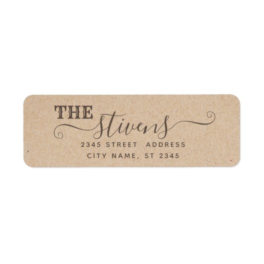 シックで愛らしいスクリプトのミニマルな段ボールファミリー ラベル (正面)