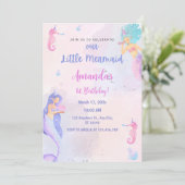 シックで愛らしいマーメイド誕生日 招待状 (スタンド正面)