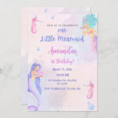 シックで愛らしいマーメイド誕生日 招待状 (正面/裏面)