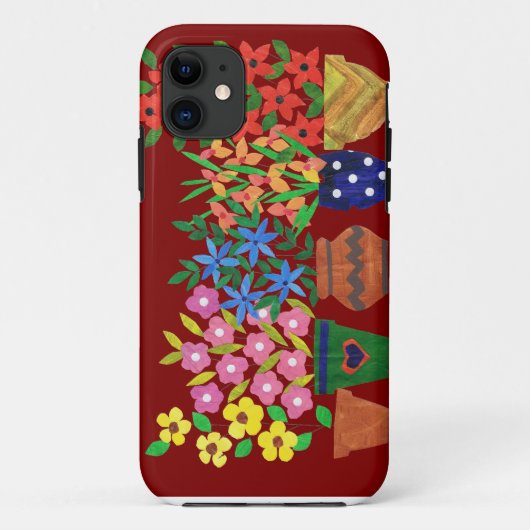 シックで明るいコラージュの花オンマルーン Case-Mate iPhoneケース (裏面)