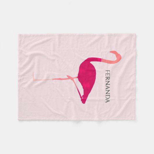 シックで明るいピンクのパーソナライズな水彩画のフラミンゴ フリースブランケット (正面(横))