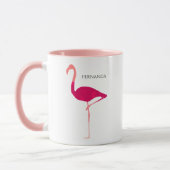 シックで明るいピンクのパーソナライズな水彩画のフラミンゴ マグカップ (左)
