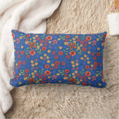 シックで明るいフローラミニプリントのブルーランバーピロー ランバークッション (ブランケット)