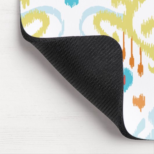 シックで明るく黄色および青の種族のイカットのプリント マウスパッド (コーナー)