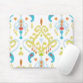 シックで明るく黄色および青の種族のイカットのプリント マウスパッド (マウス)