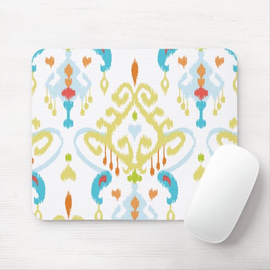 シックで明るく黄色および青の種族のイカットのプリント マウスパッド (マウス)