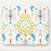 シックで明るく黄色および青の種族のイカットのプリント マウスパッド (正面)