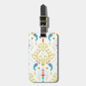 シックで明るく黄色および青の種族のイカットのプリント ラゲッジタグ (正面縦)