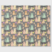 シックで暗い猫をテーマにしたラッピング紙 ラッピングペーパー (フラット)