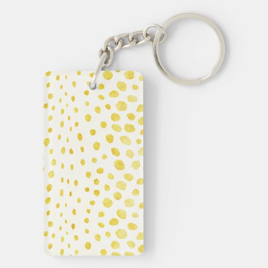 シックで模造のな金ゴールドのグリッターのチータのプリントのモノグラム キーホルダー (裏面)