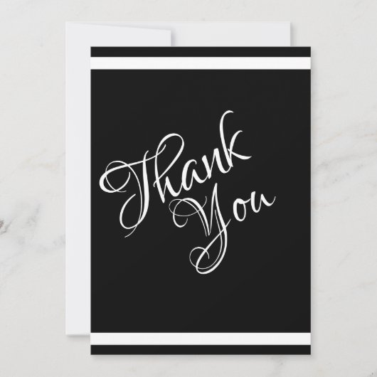 シックで洗練された美しいブラック&ホワイト サンキューカード (正面)