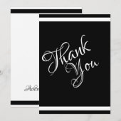 シックで洗練された美しいブラック&ホワイト サンキューカード (正面/裏面)