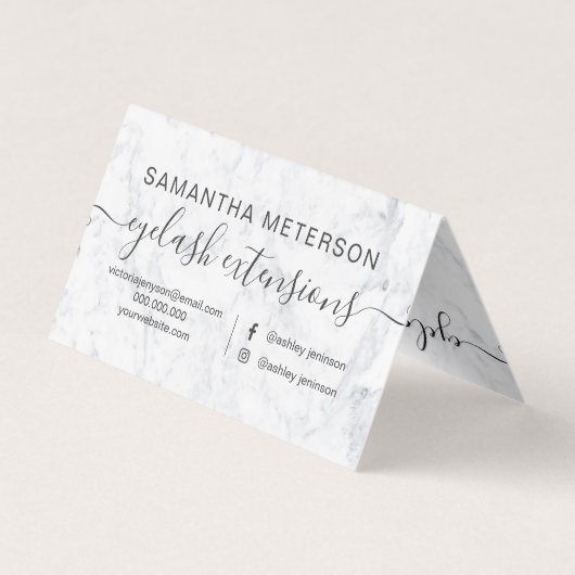 シックで白い大理石の粋な目のアフターケア 名刺 (裏面)