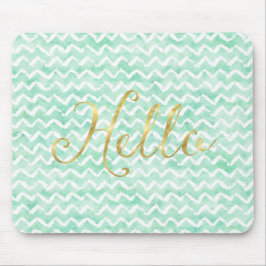 シックで真新しい水彩画のシェブロンのストライプな金ゴールドこんにちは マウスパッド